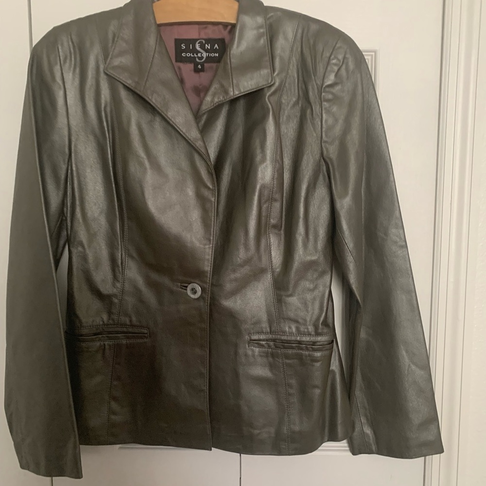 Gray leather jacket